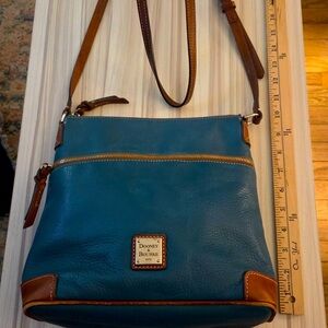 Dooney & Bourke Blue and Brown Crossbody Bag with Adjustable Strap